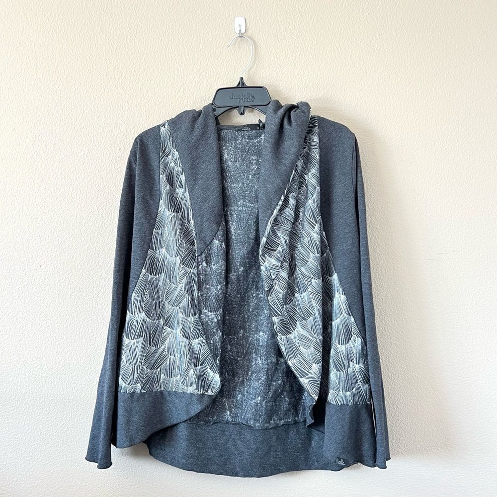 Dark Gray Open-Front Hooded Women's Cardigan Sweater
